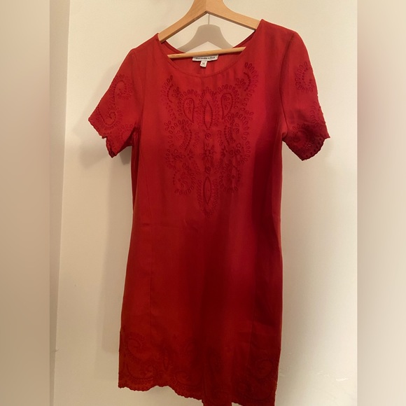 Abercrombie & Fitch Red Embroidered Shift Dress - Rust red (medium) - Picture 3 of 5